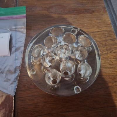  vintage clear glass flower frog.