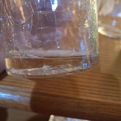  clear crackle glass cylinder vase. 