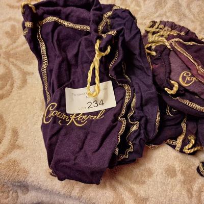 Crown royal drawstrings bags in various sizes