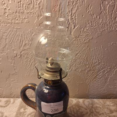 Jack Pott - Drip blue glaze pottery stoneware Oil hurricane lamp