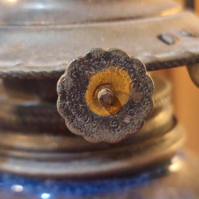 Jack Pott - Drip blue glaze pottery stoneware Oil hurricane lamp