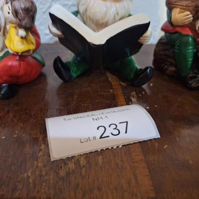 set of 3 vintage ceramic Homco Christmas elf Figurines