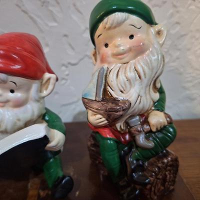 set of 3 vintage ceramic Homco Christmas elf Figurines