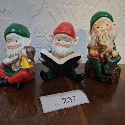 set of 3 vintage ceramic Homco Christmas elf Figurines