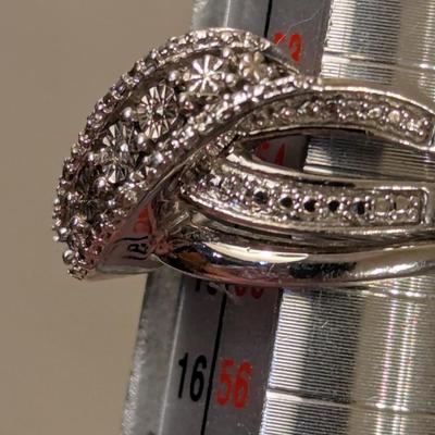 Sterling silver crossover multi row ring size 7