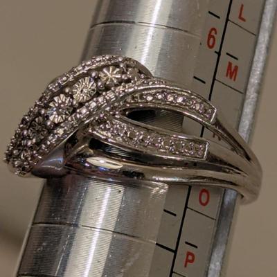Sterling silver crossover multi row ring size 7