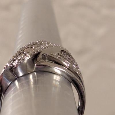 Sterling silver crossover multi row ring size 7