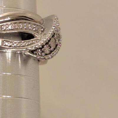 Sterling silver crossover multi row ring size 7