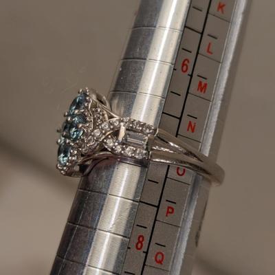 D'Joy sterling silver 925 ring size 7 with sky blue stones and clear accent stones.