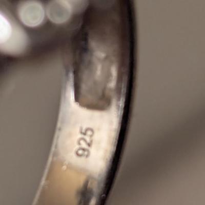 STS 925 sterling silver ring size 9 light blue stones