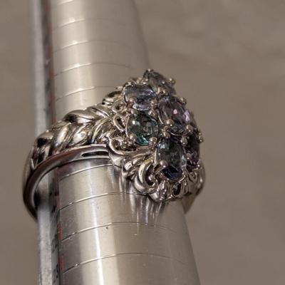 STS 925 sterling silver ring size 9 light blue stones
