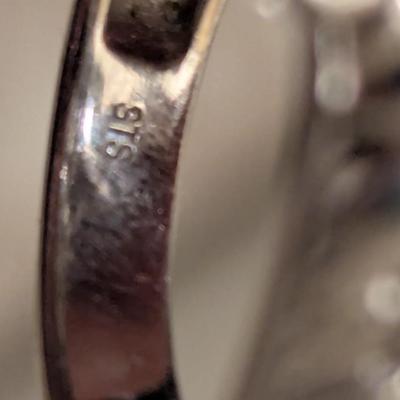 STS 925 sterling silver ring size 9 light blue stones