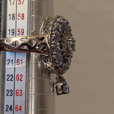 D'Joy sterling silver 925 silver ring size 9 light blue stones