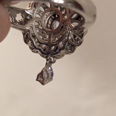 D'Joy sterling silver 925 silver ring size 9 light blue stones