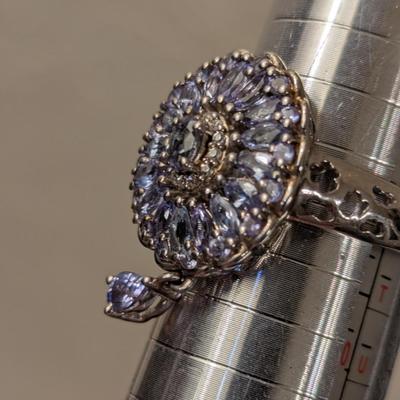 D'Joy sterling silver 925 silver ring size 9 light blue stones