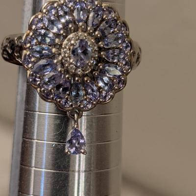 D'Joy sterling silver 925 silver ring size 9 light blue stones