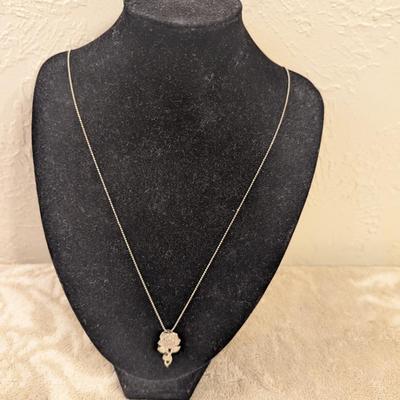 STS sterling silver 925 necklace with Rose pendant (small accent stones unknown if diamonds or other). 18 in chain.