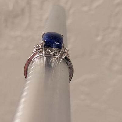 STS 925 Sterling silver ring size 8 with Dark blue stone (lapis lazuli?)