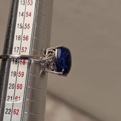 STS 925 Sterling silver ring size 8 with Dark blue stone (lapis lazuli?)