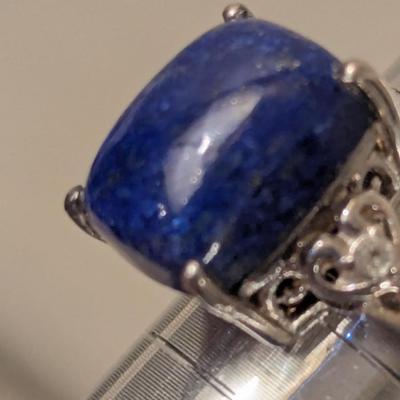 STS 925 Sterling silver ring size 8 with Dark blue stone (lapis lazuli?)