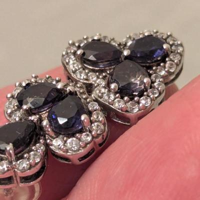 STS 925 Sterling silver Dangle earrings with dark blue stones