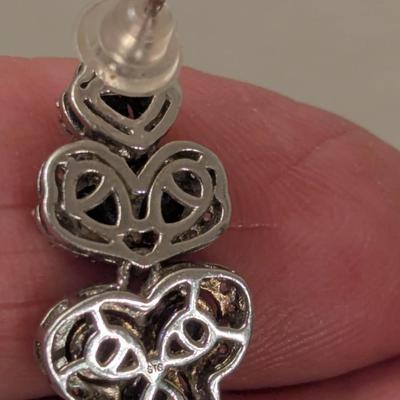 STS 925 Sterling silver Dangle earrings with dark blue stones