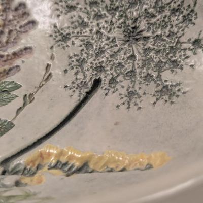 Vintage Salt Marsh Pottery oval bowl -Goldenrod Queen lace Steeplebrush