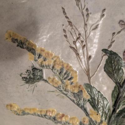 Vintage Salt Marsh Pottery oval bowl -Goldenrod Queen lace Steeplebrush