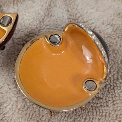 enameled pewter ladybug trinket box with rhinestone accents and storage box for it.