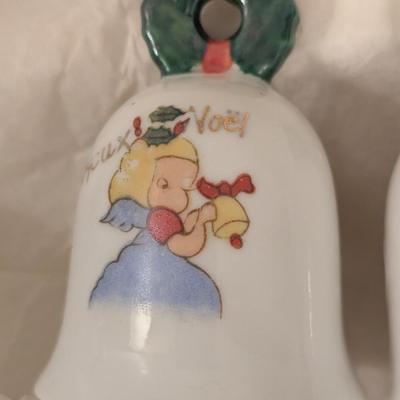 4 vintage ceramic bells made in Japan