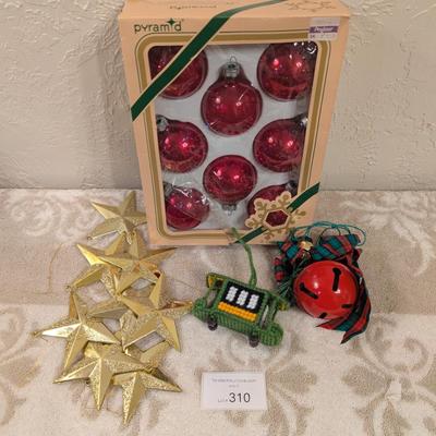 Vintage Pyramid red mercury glass ornaments and other various Christmas décor things