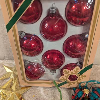 Vintage Pyramid red mercury glass ornaments and other various Christmas décor things