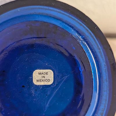 2 vintage Excalibur Hotel & Casino cobalt blue glass chalices