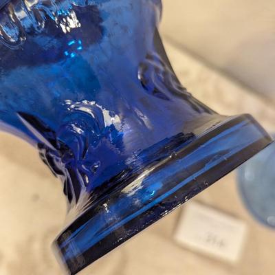 2 vintage Excalibur Hotel & Casino cobalt blue glass chalices