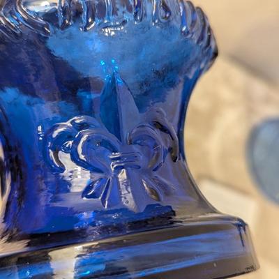 2 vintage Excalibur Hotel & Casino cobalt blue glass chalices