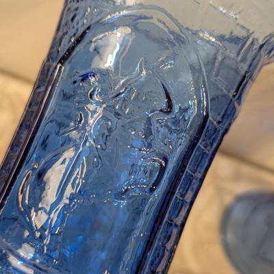 2 vintage Excalibur Hotel & Casino cobalt blue glass chalices