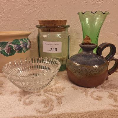 assortment of breakables, vase, jar, pot and more
