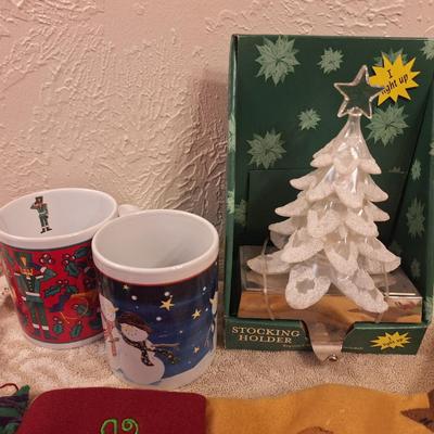Christmas bundle, stocking, hook, door covers, coffee cups etc.