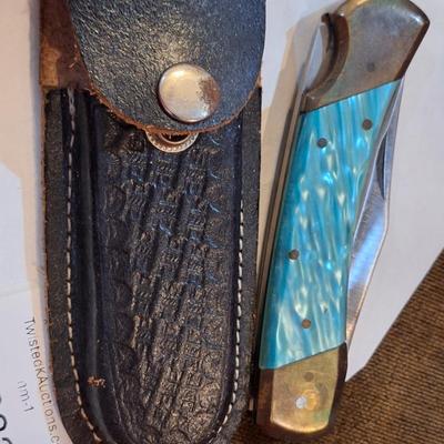 Vintage Pakistan light Buck knife and case