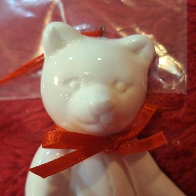 vintage Dept 56 bone China teddy bear Christmas ornament