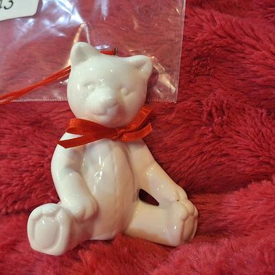 vintage Dept 56 bone China teddy bear Christmas ornament