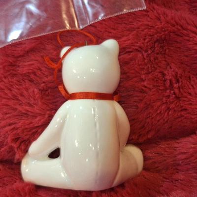 vintage Dept 56 bone China teddy bear Christmas ornament