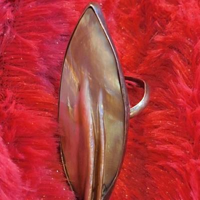 vintage Mexican silver abalone shell ring size 5\