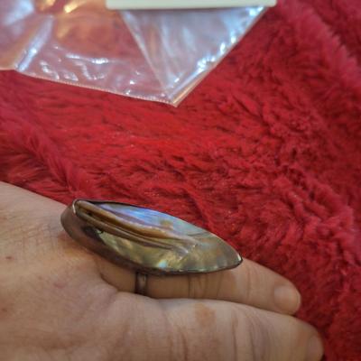 vintage Mexican silver abalone shell ring size 5\
