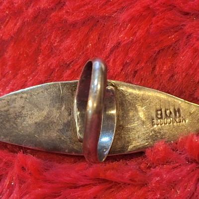 vintage Mexican silver abalone shell ring size 5\