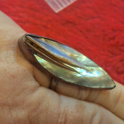 vintage Mexican silver abalone shell ring size 5\