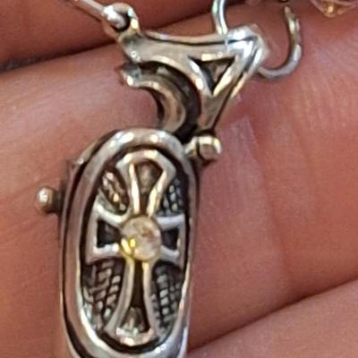 Sterling silver pendant charm necklace on long chain