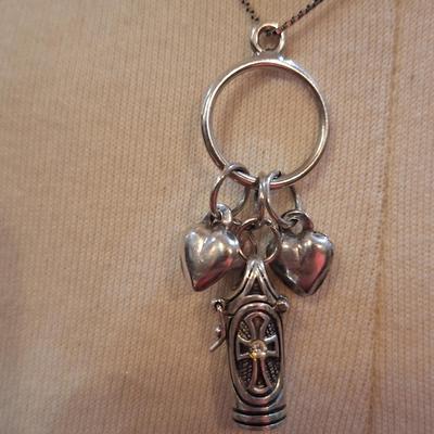 Sterling silver pendant charm necklace on long chain