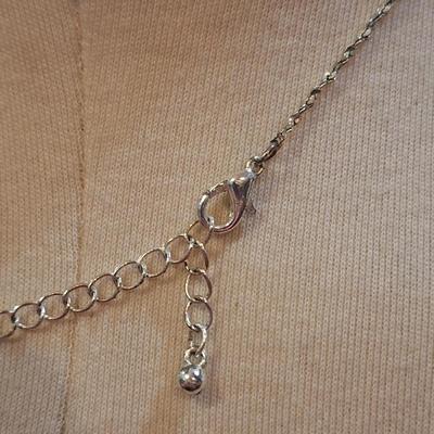 silvertone and yellow rhinestone necklace- not sterling