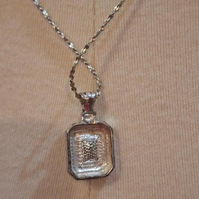 silvertone and yellow rhinestone necklace- not sterling